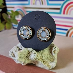 Blue Circular Beaded Earrings